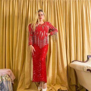 Red beaded dress